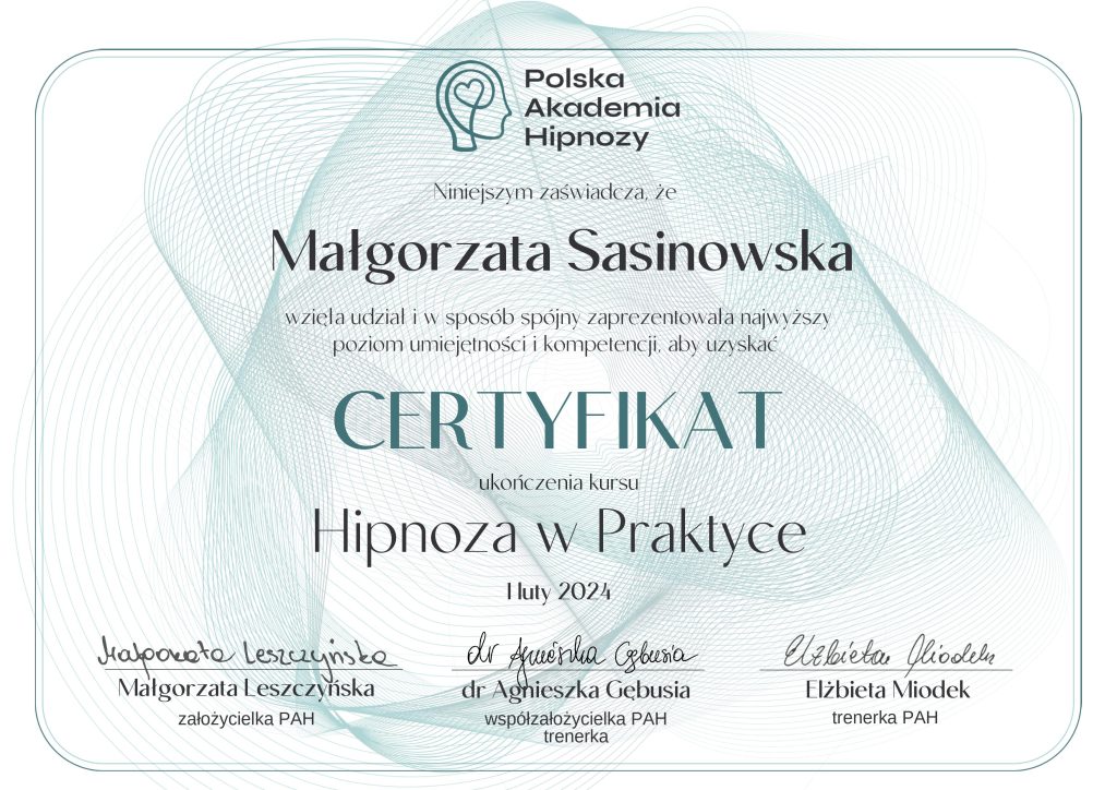 Certyfikat Hipnoza